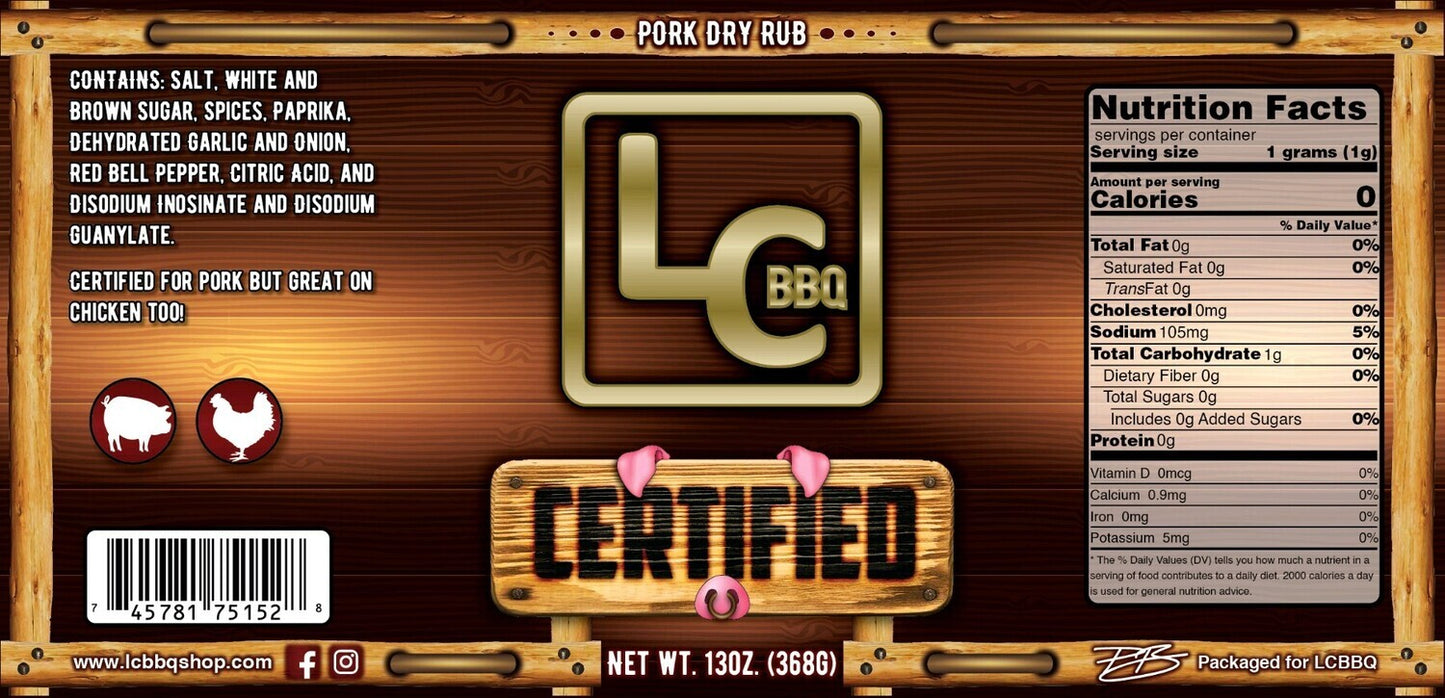 LC BBQ - CERTIFIED PORK DRY RUB